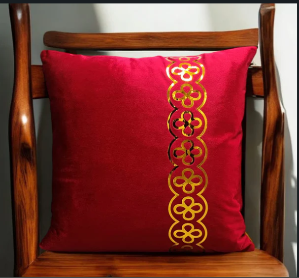 Maroon velvet cushion cover with laser cut  _ 16 * 16 inches