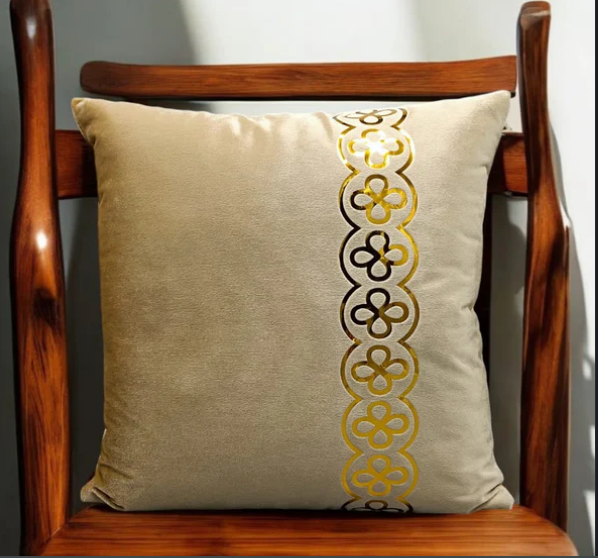 OFFWHITE VELVET CUSHION COVER WITH LASER CUT _ 16 * 16  INCHES