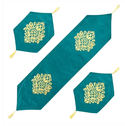 3pcs TABLE RUNNER MAT SET ( 1 RUNNER & 2 MAT ) _ SIZE OF RUNNER 52 /12 INCHES & SIZE OF MAT 18 /12 INCHES