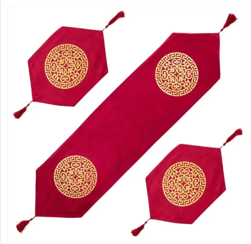 3PCS TABLE RUNNER MAT SET ( 1 RUNNER & 2 MAT )  _ SIZE OF RUNNER 52/12 INCHES & SIZE OF MAT 18/12 INCHES