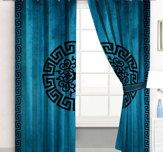 LUXURY VELVET CURTAINS  (  LENGTH :  254 CM ,  WIDTH :  137 CM )  _   ZINC AND BLACK