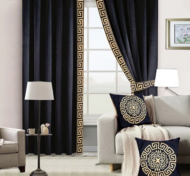 BLACK LUXURY VELVET CURTAINS  (  LENGTH  :  254 CM ,  WIDTH :  137 CM )