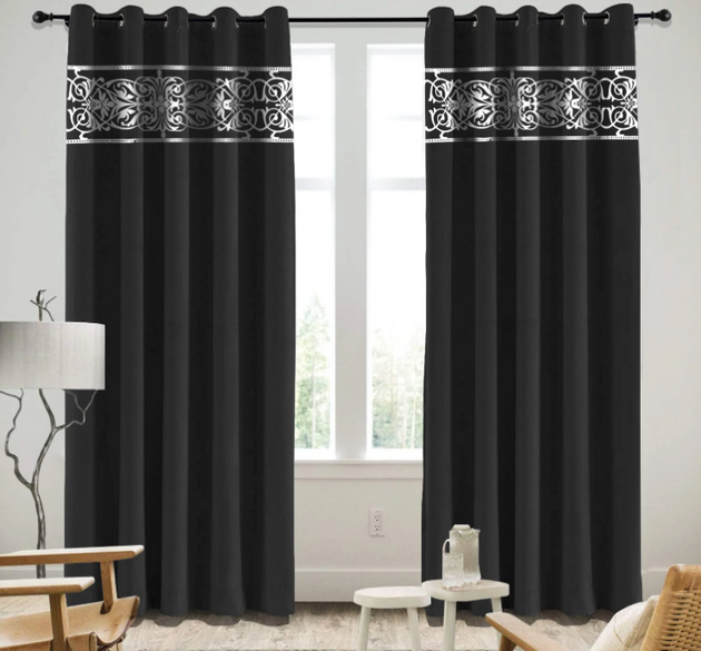 BLACK LUXURY VELVET  CURTAINS (  LENGTH : 254 CM , WIDTH : 137 CM )