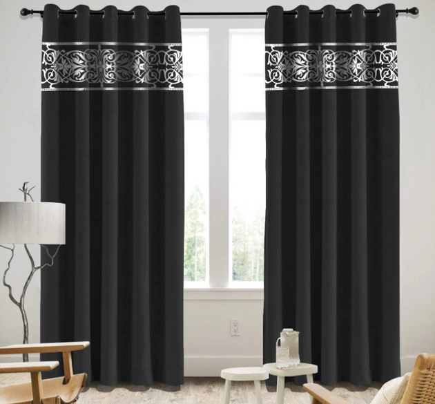 Luxury velvet curtains ( LENGTH : 254 CM , WIDTH : 137 CM ) _  BLACK