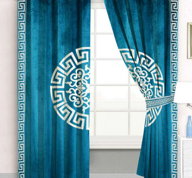 LUXURY VELVET CURTAINS ( LENGTH : 254 CM , WIDTH : 137 CM ) _ ZINC & OFFWHITE