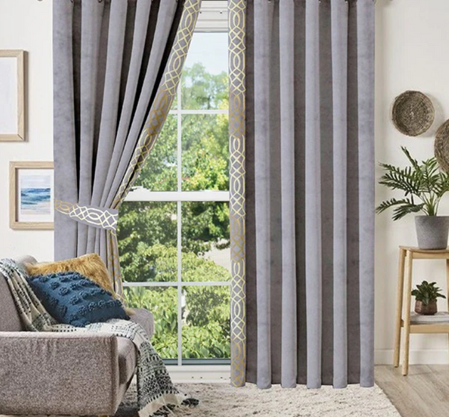 LUXURY SPLENDID VELVET CURTAINS ( LENGTH : 254 CM , WIDTH : 137 CM ) _  GREY