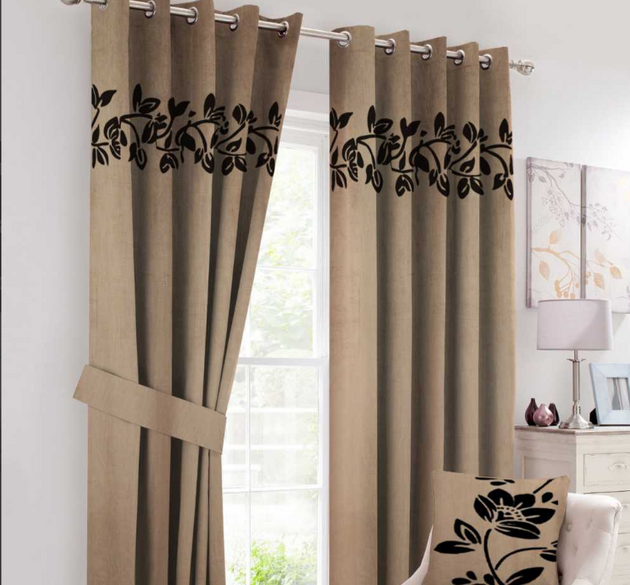 LUXURY SPLENDID VELVET CURTAINS ( LENGTH : 254 CM , WIDTH : 137 CM ) _  BROWN & BLACK