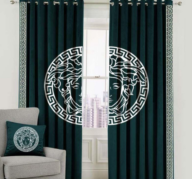 LUXURY SPLENDID VELVET CURTAINS ( LENGTH : 254 CM , WIDTH : 137 CM ) _ GREEN