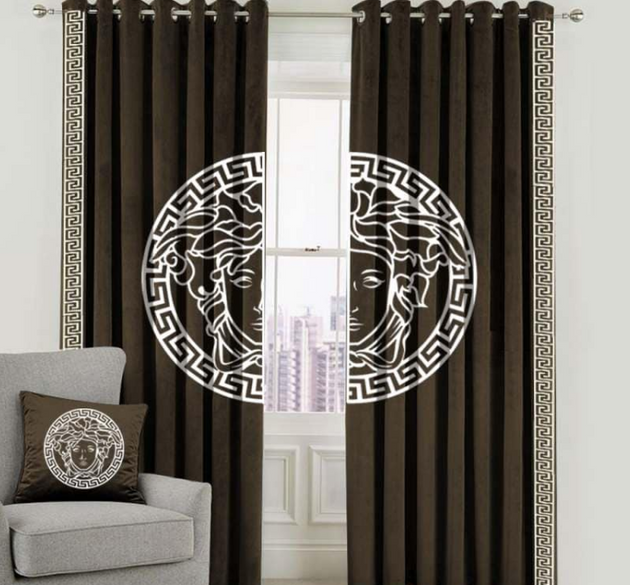 LUXURY SPLENDID VELVET CURTAINS ( LENGTH : 254 CM , WIDTH : 137 CM ) _  BROWN